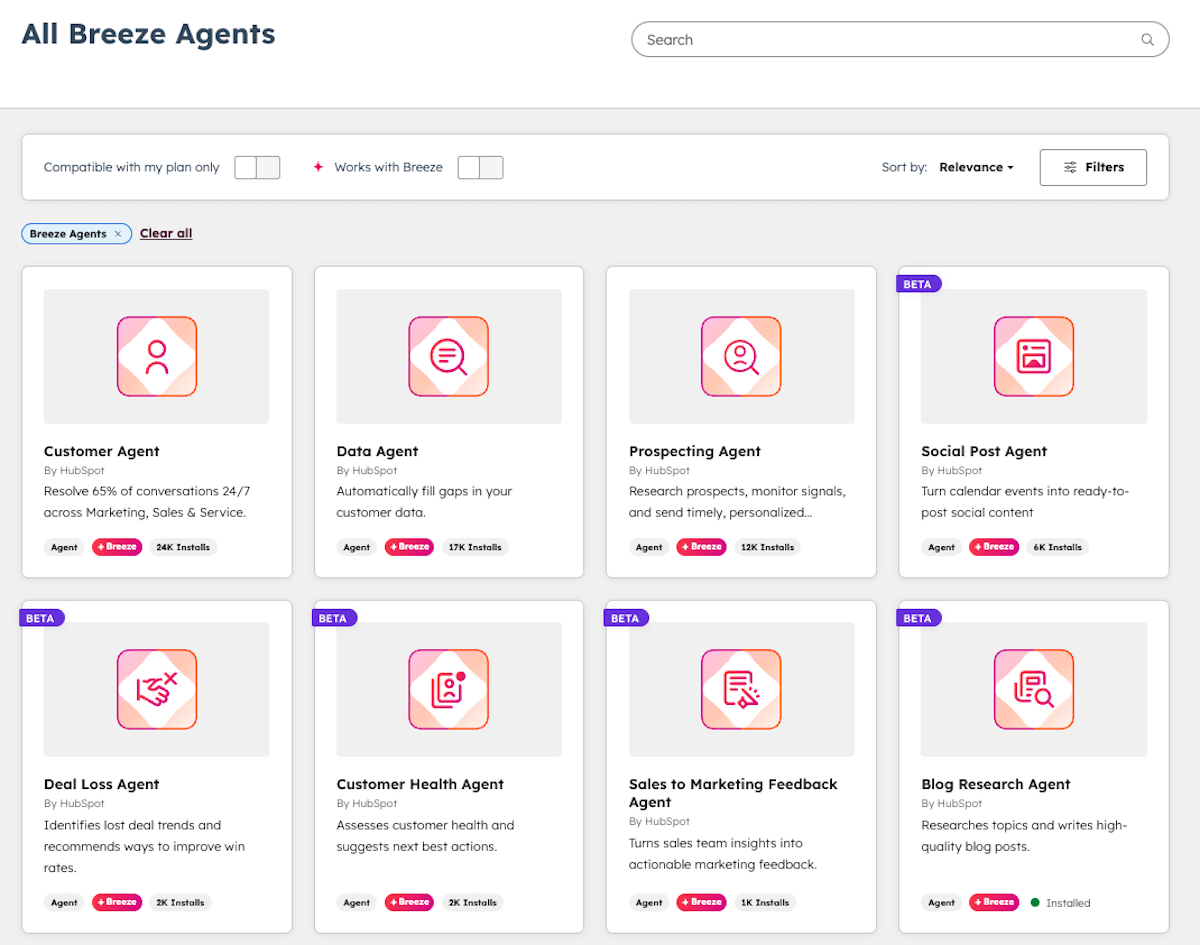 Marketplace Agentes HubSpot